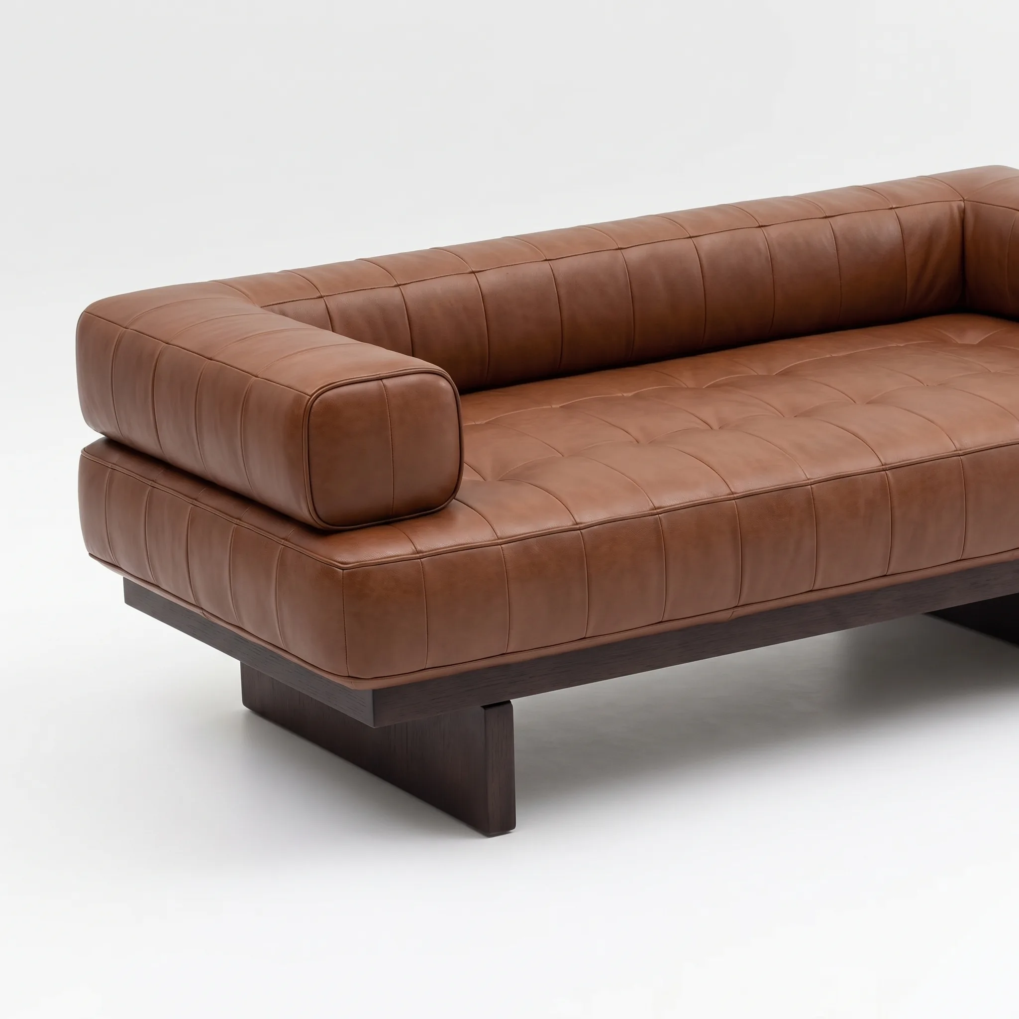 Brown leather daybed after cleaning and conditioning